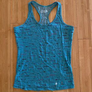 Smart wool tank top, S, blue with canoes